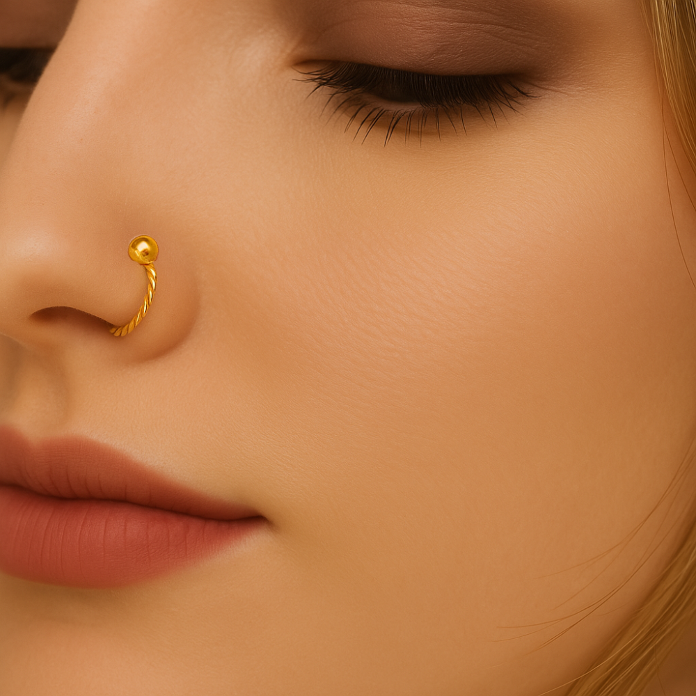 9K Gold Twisted Open Hoop Nose Ring
