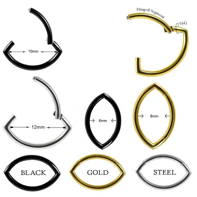 316L Surgical Steel Oval Classic Hinged Segment Clicker Ring