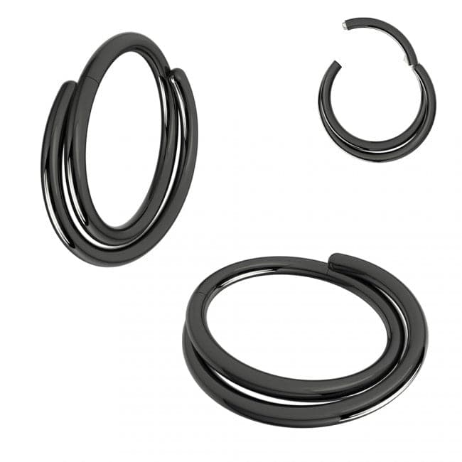 316L Surgical Steel Double Row Twisted Hinged Segment Clicker Ring