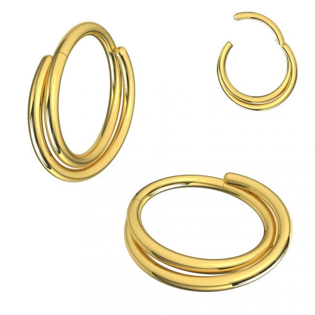 316L Surgical Steel Double Row Twisted Hinged Segment Clicker Ring