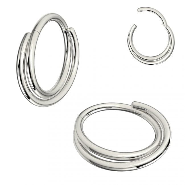 316L Surgical Steel Double Row Twisted Hinged Segment Clicker Ring