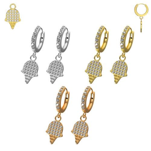 316L Surgical Steel CZ Jewelled Ice Cream Hinged Huggie Earring