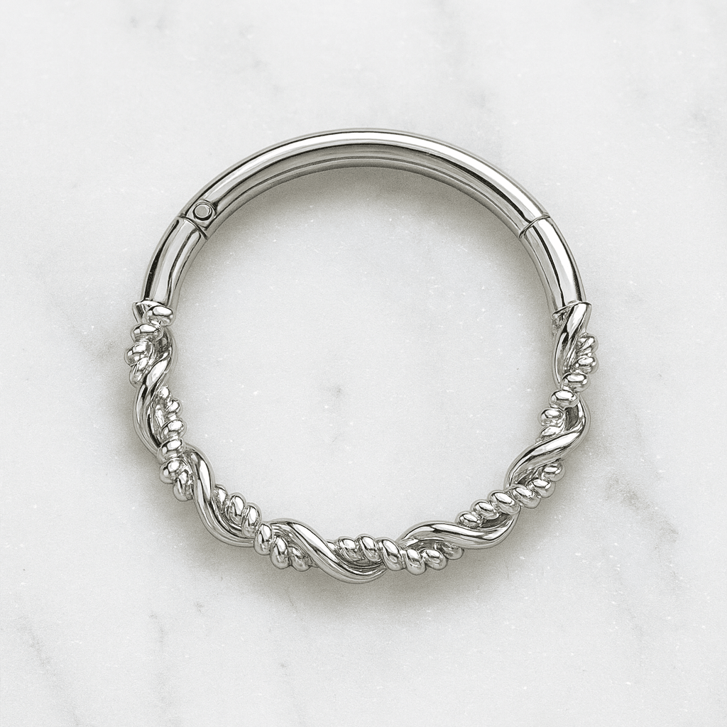 925 Sterling Silver Twisted Style Segment Clicker Ring