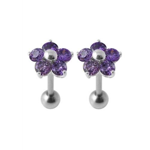 925 Sterling Silver Jewelled Daisy Ear Stud