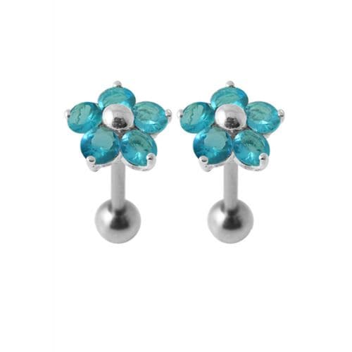 925 Sterling Silver Jewelled Daisy Ear Stud