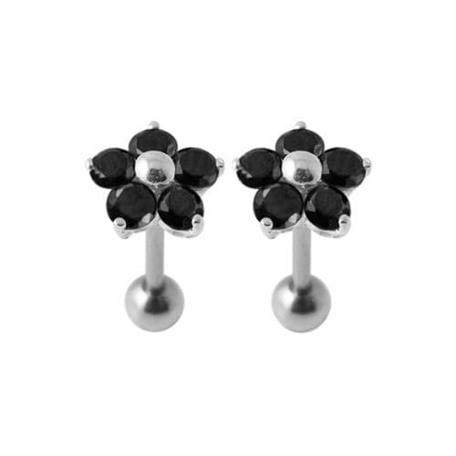 925 Sterling Silver Jewelled Daisy Ear Stud