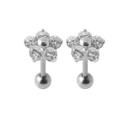 925 Sterling Silver Jewelled Daisy Ear Stud