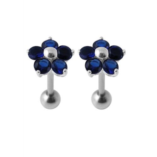 925 Sterling Silver Jewelled Daisy Ear Stud