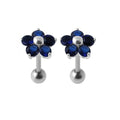 925 Sterling Silver Jewelled Daisy Ear Stud