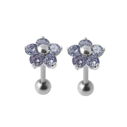 925 Sterling Silver Jewelled Daisy Ear Stud