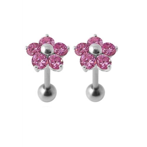 925 Sterling Silver Jewelled Daisy Ear Stud
