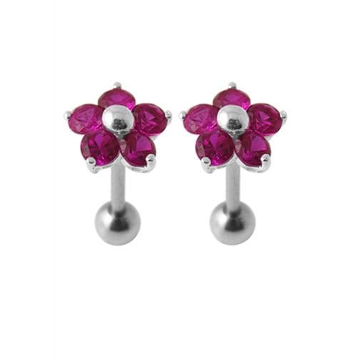 925 Sterling Silver Jewelled Daisy Ear Stud