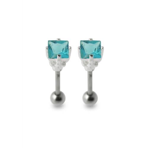 925 Sterling Silver Jewelled Square Ear Stud