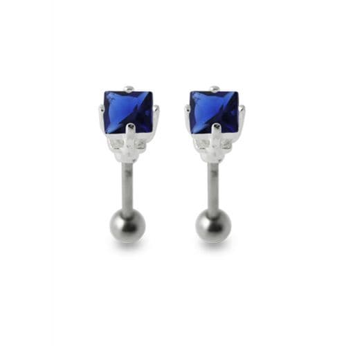925 Sterling Silver Jewelled Square Ear Stud