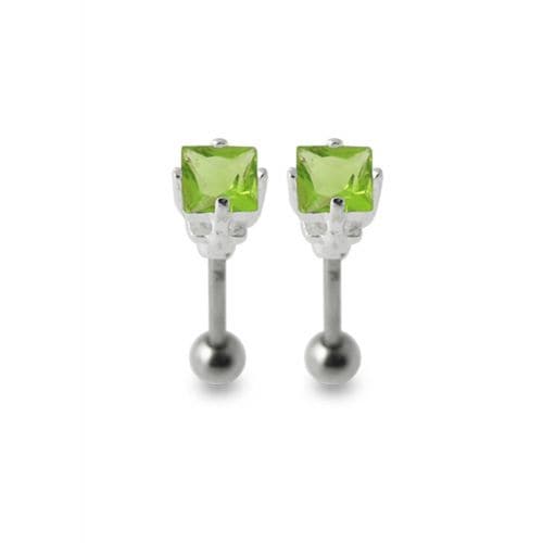 925 Sterling Silver Jewelled Square Ear Stud