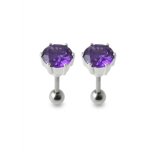 925 Sterling Silver Silver Stud with Zirconia Stone