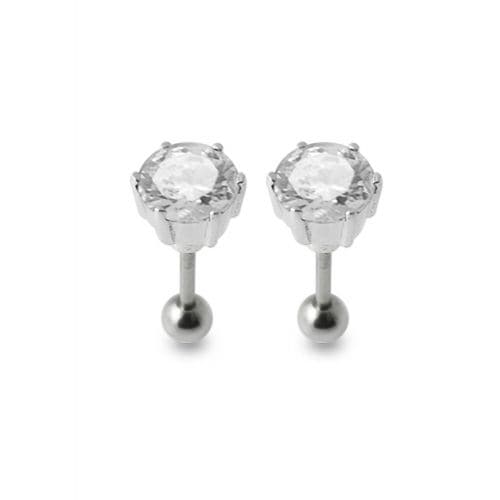 925 Sterling Silver Silver Stud with Zirconia Stone