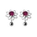 925 Sterling Silver Jewelled Flower Stud