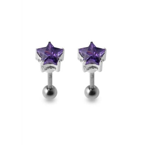 925 Sterling Silver Star Jewelled Ear Stud