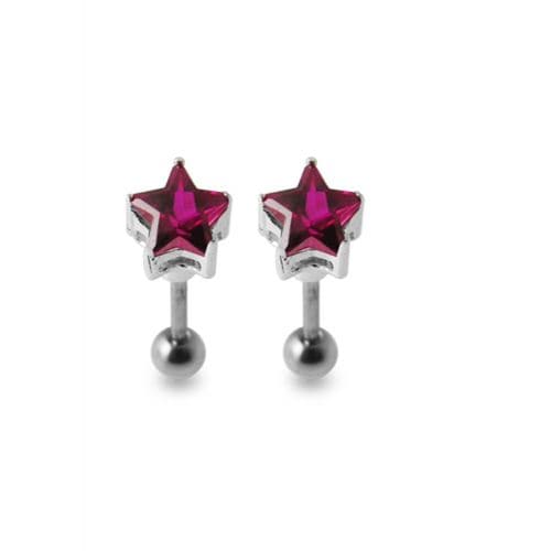 925 Sterling Silver Star Jewelled Ear Stud