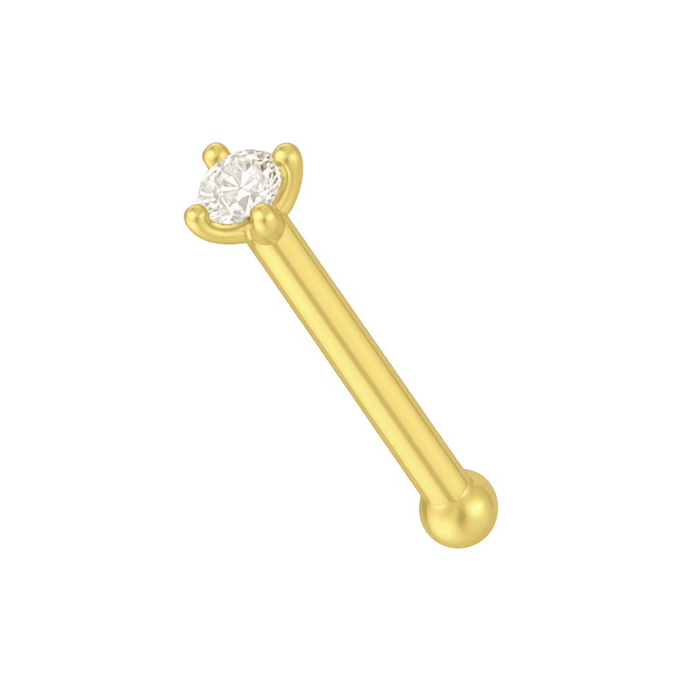 14K Gold Claw Set Round Lab Grown Diamond Nose Bone