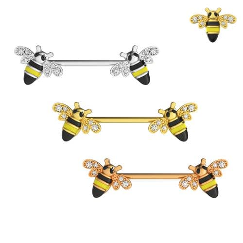 316L Surgical Steel Flying Honey Bee Nipple Bar
