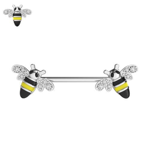 316L Surgical Steel Flying Honey Bee Nipple Bar