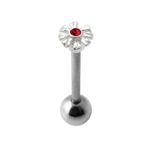 925 Sterling Silver Jewelled Zenia Flower Tongue Ring