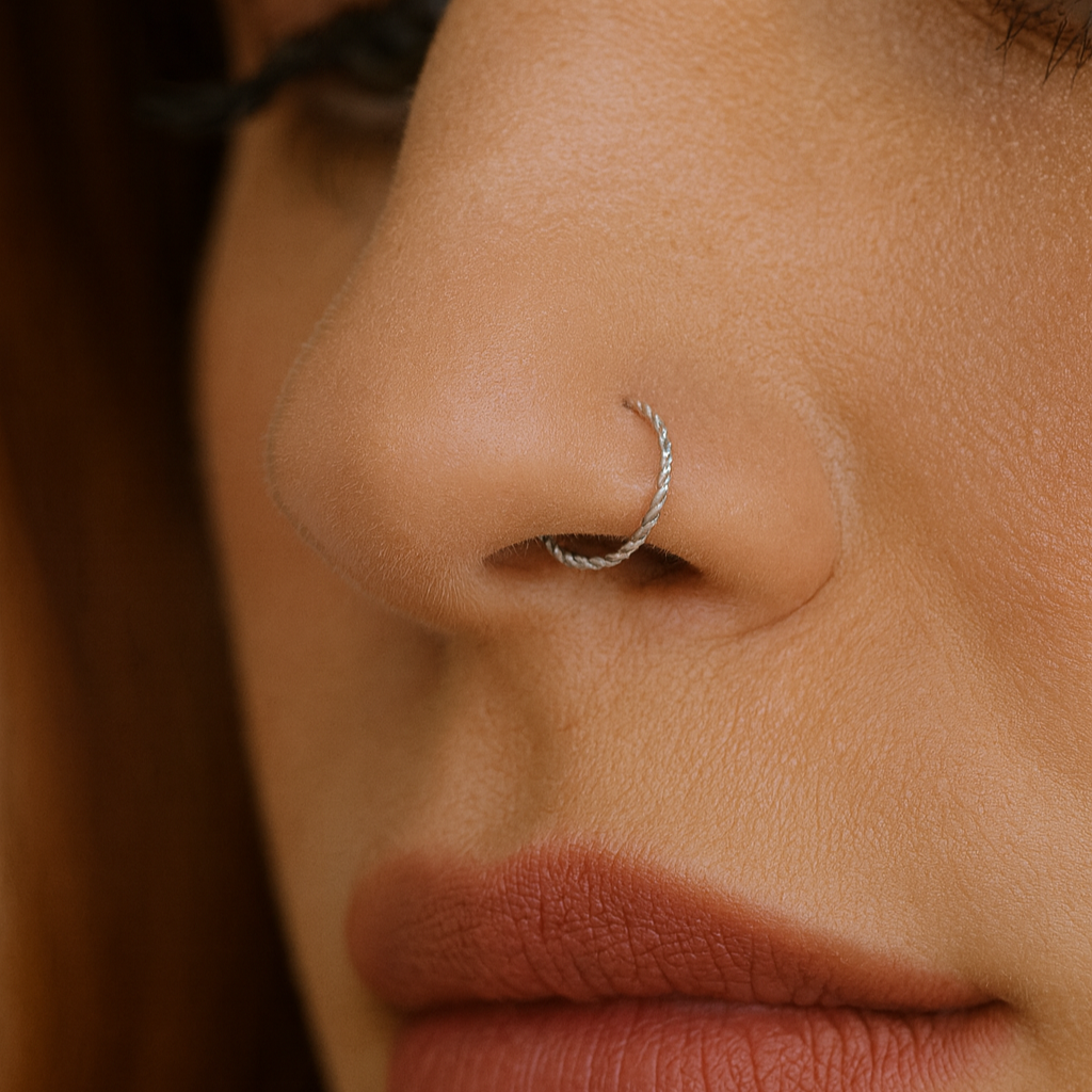 9K Gold Continuous Twister Hoop Nose Ring
