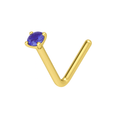 9K Gold Tanzanite Jewelled L-Bend Nose Stud