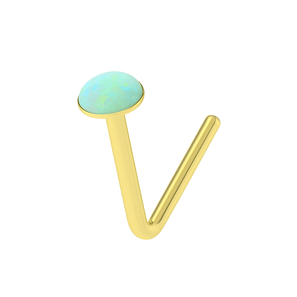 9K Gold L-Shaped Crystal Nose Stud