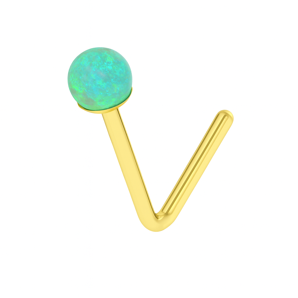 9K Gold L-Bend Opal Nose Stud