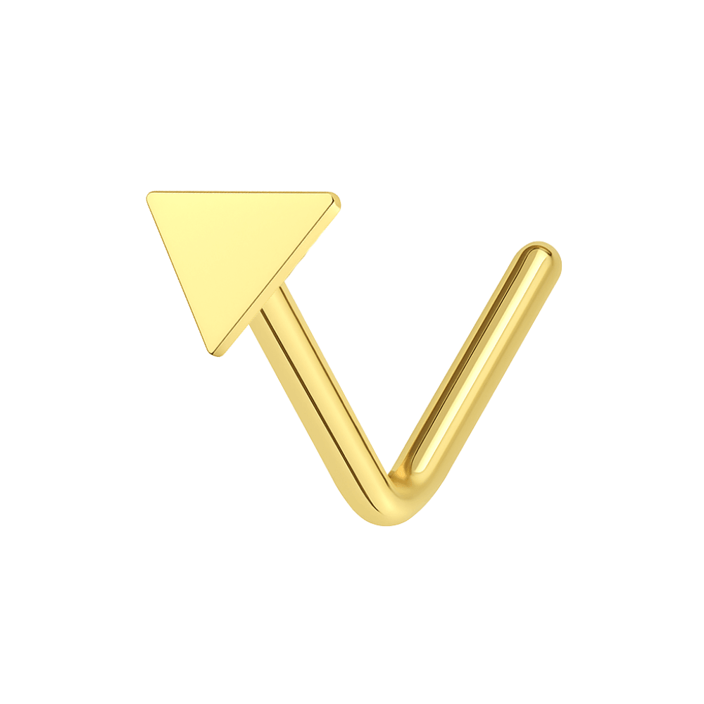 9K Gold L-Shaped Flat Triangle Nose Stud
