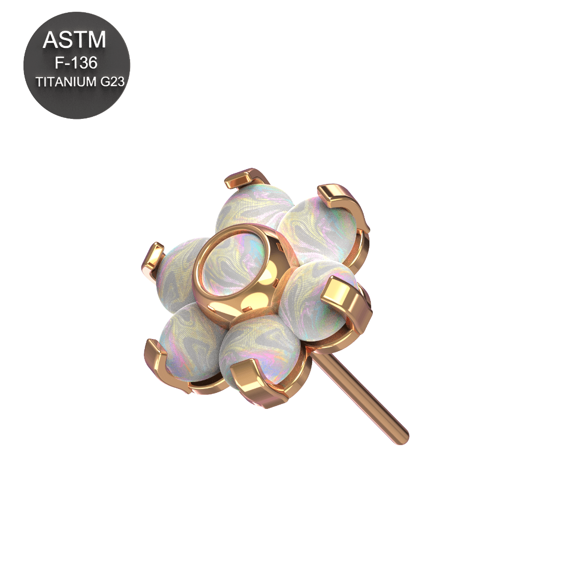 G23 Titanium Opal Jewelled Flower Threadless Push-Fit