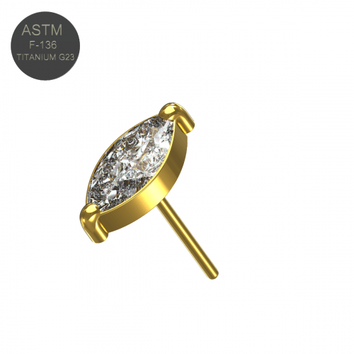 G23 Titanium CZ Jewelled Marquise Threadless Push-fit Top