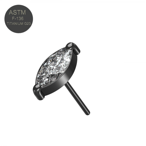 G23 Titanium CZ Jewelled Marquise Threadless Push-fit Top