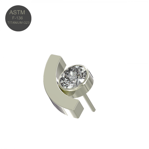 G23 Titanium Round CZ Jewelled Threadless Push-fit Top