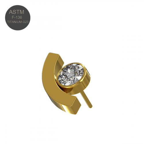 G23 Titanium Round CZ Jewelled Threadless Push-fit Top