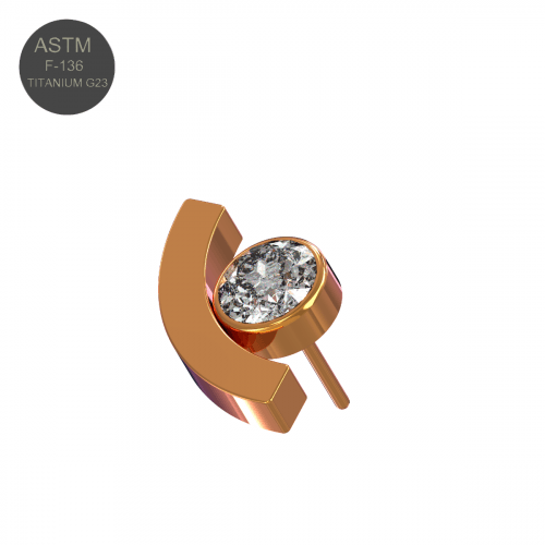 G23 Titanium Round CZ Jewelled Threadless Push-fit Top