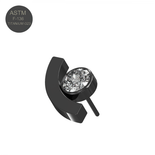 G23 Titanium Round CZ Jewelled Threadless Push-fit Top