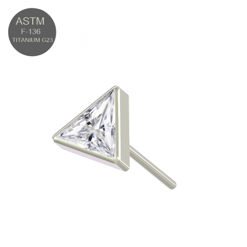 G23 Titanium CZ Jewelled Triangle Threadless Push-fit Top