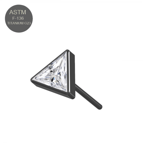 G23 Titanium CZ Jewelled Triangle Threadless Push-fit Top