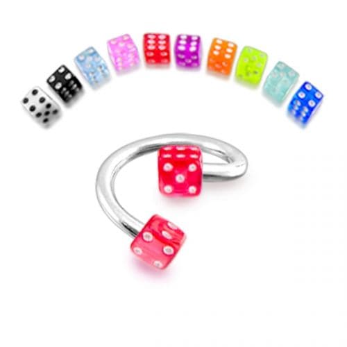 316L Surgical Steel Spiral Barbell with UV Dice