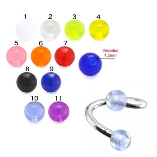 316L Surgical Steel Twisted Barbell With Glossy UV Ball (Pack of 10)