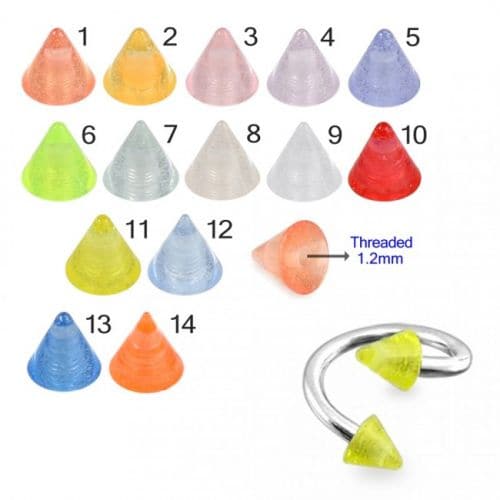 316L Surgical Steel Twisted Barbell With Pastel UV Cones (Pack of 10)