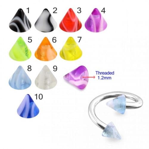 316L Surgical Steel Twisted Barbell With Marble UV Cones (Pack of 10)