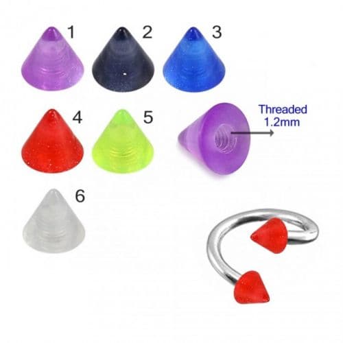 316L Surgical Steel Twisted Barbell With Glossy UV Cones (Pack of 10)