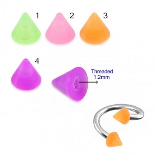 316L Surgical Twisted Steel Barbell with UV Fancy Faded Colour Cones (Pack of 10)