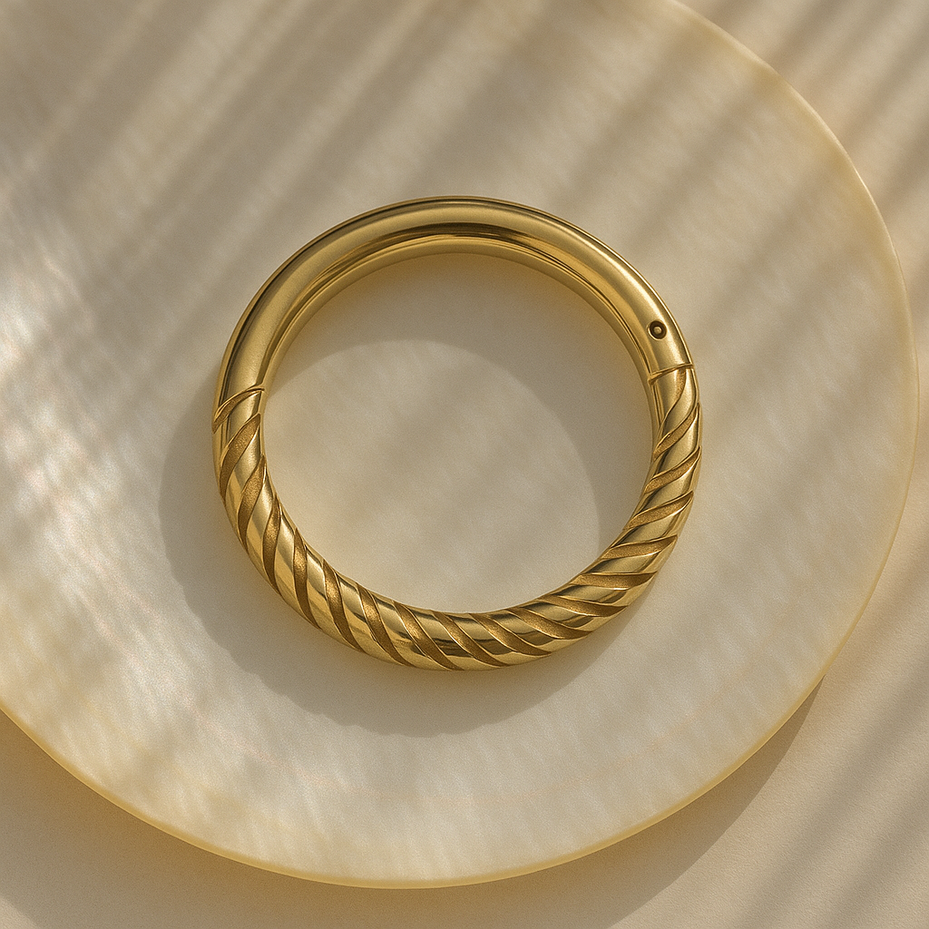 14K Gold Twisted 18G Hinged Segment Clicker Ring