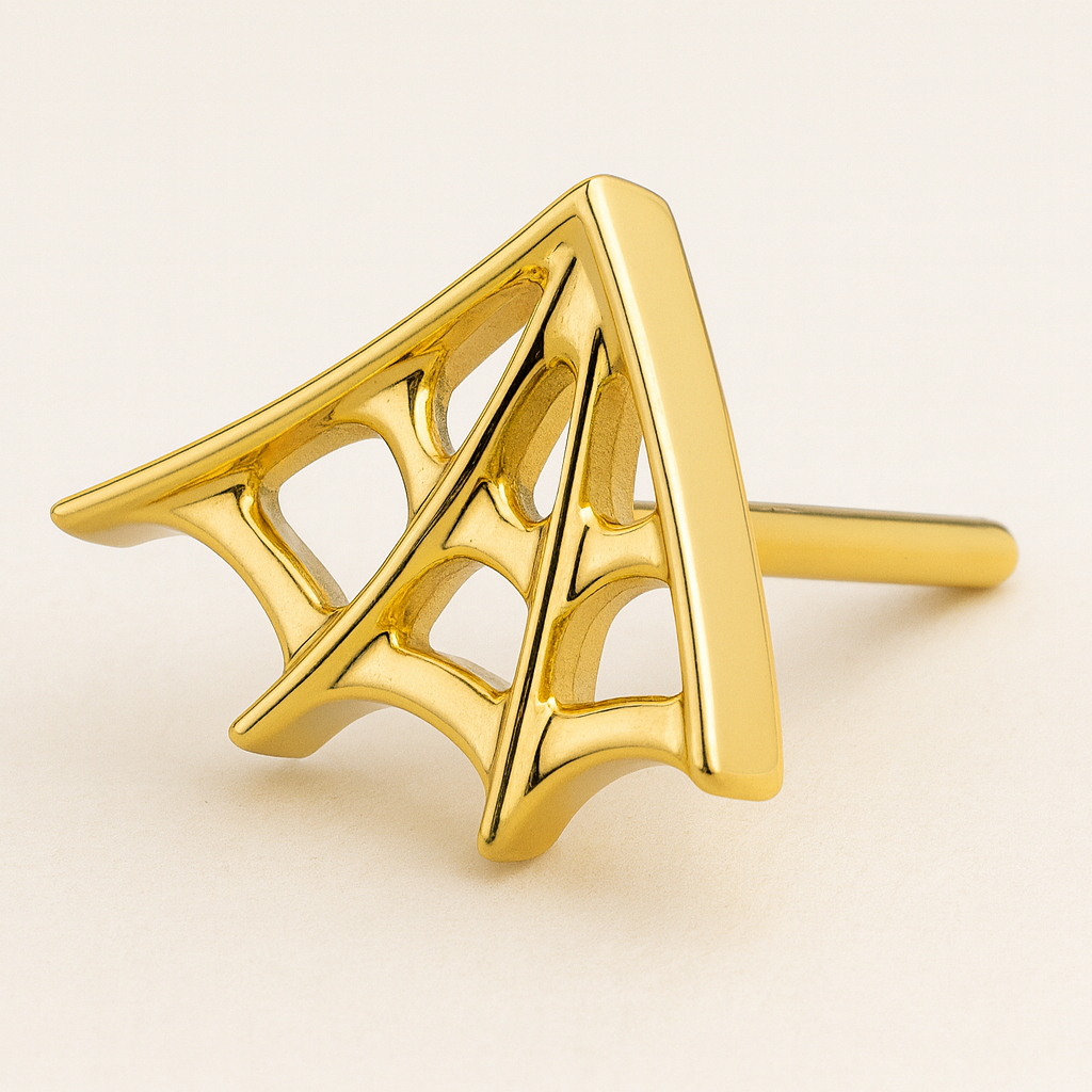 G23 Titanium Spider Web Threadless Flatback Stud